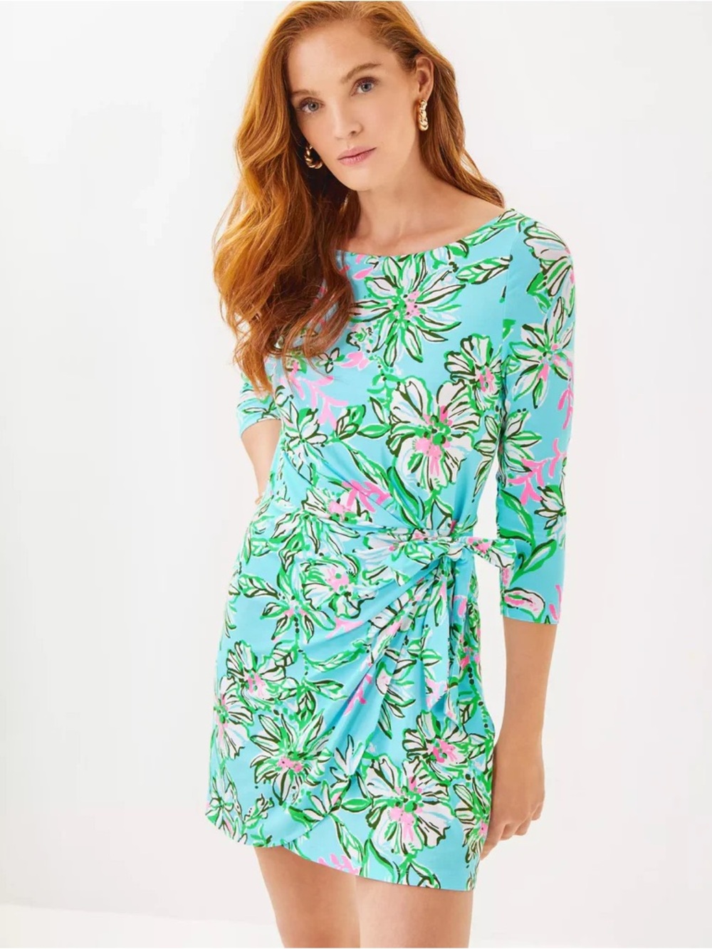 Lilly Pulitzer Blaise 3/4 Sleeve Romper in
"Multi Sun of a Bun" Print NWOT Sz M
